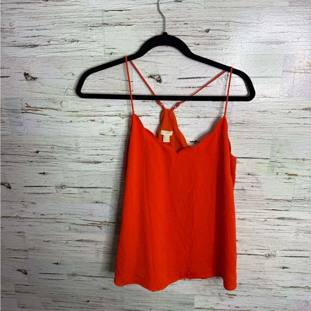 J. Crew Vibrant Orange Camisole blouse top scallop edge size 4
